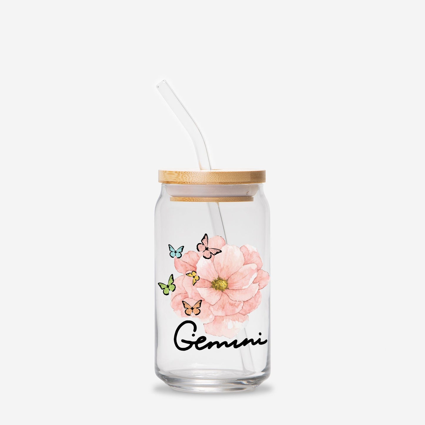 Gemini Flower Pink Glass Can 16oz