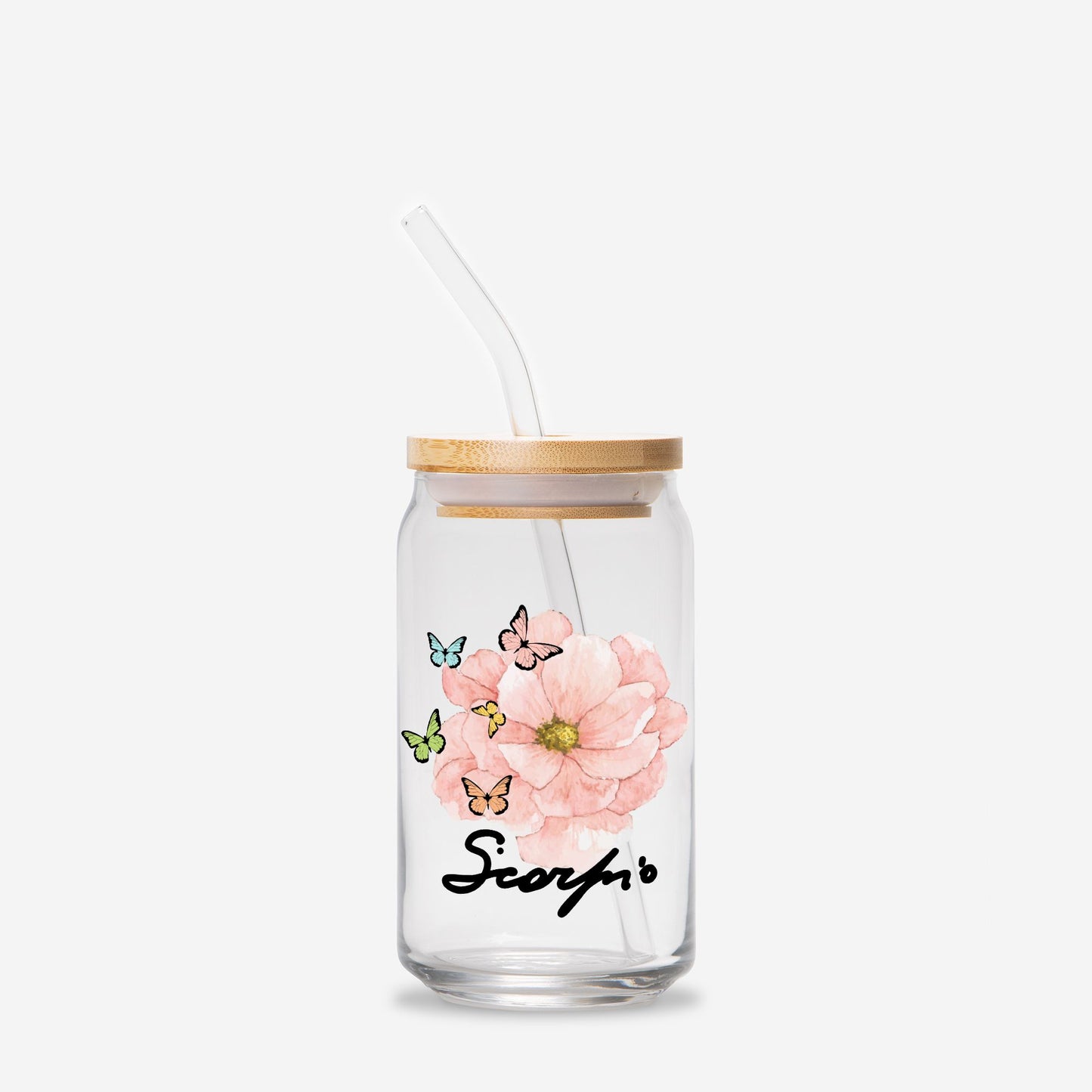 Scorpio Flower Pink Glass Can 16oz
