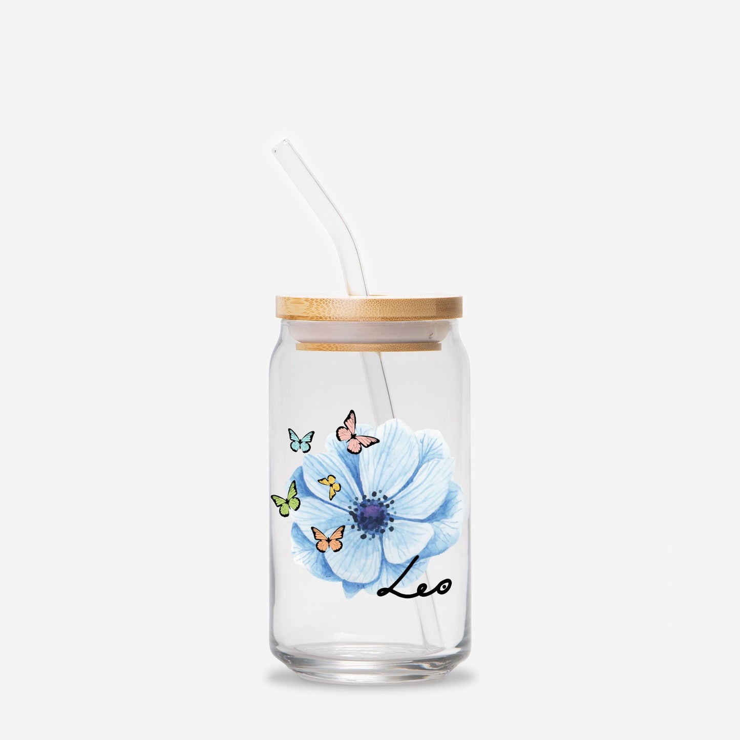 Leo Flower Blue Glass Can 16oz