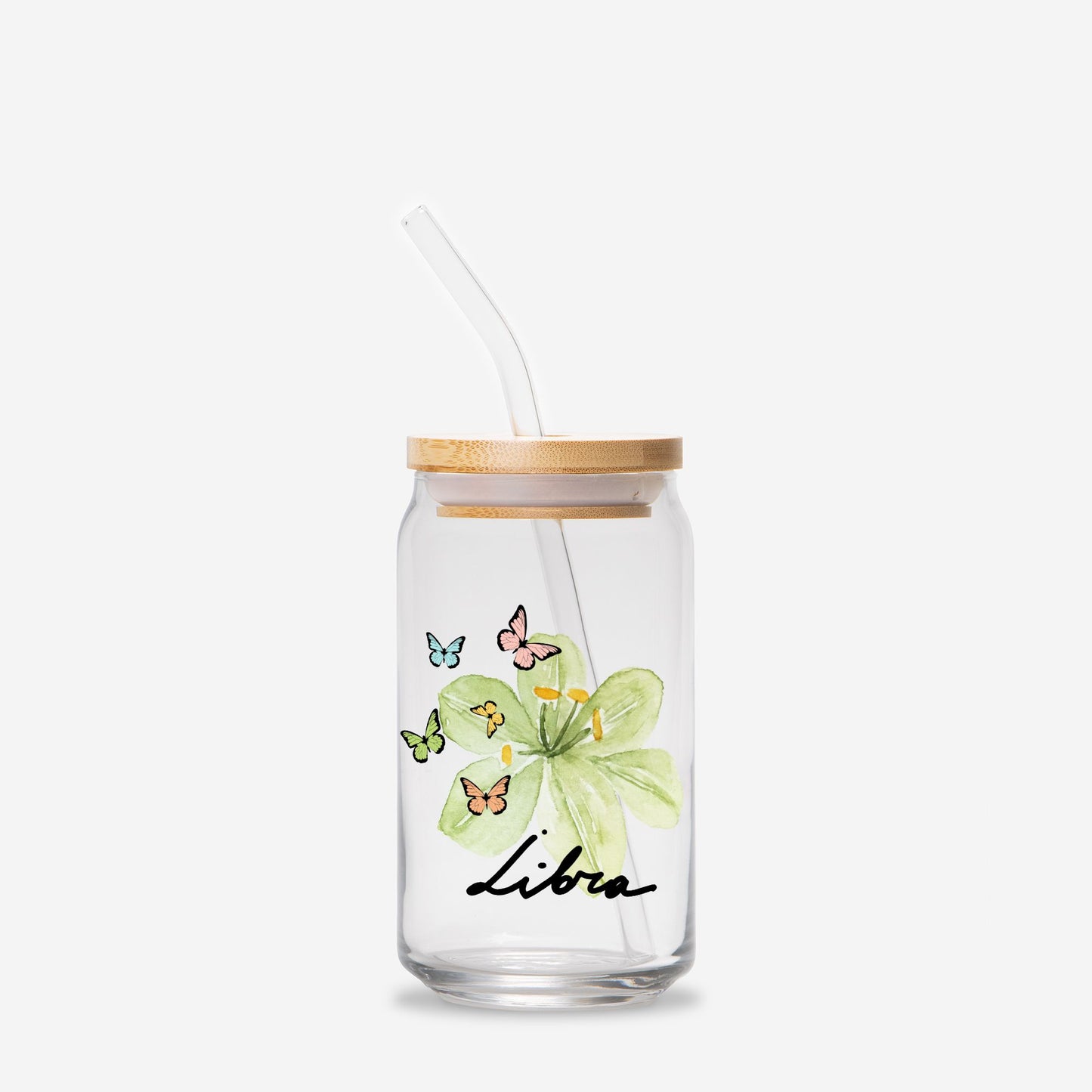 Libra Flower Green Glass Can 16oz