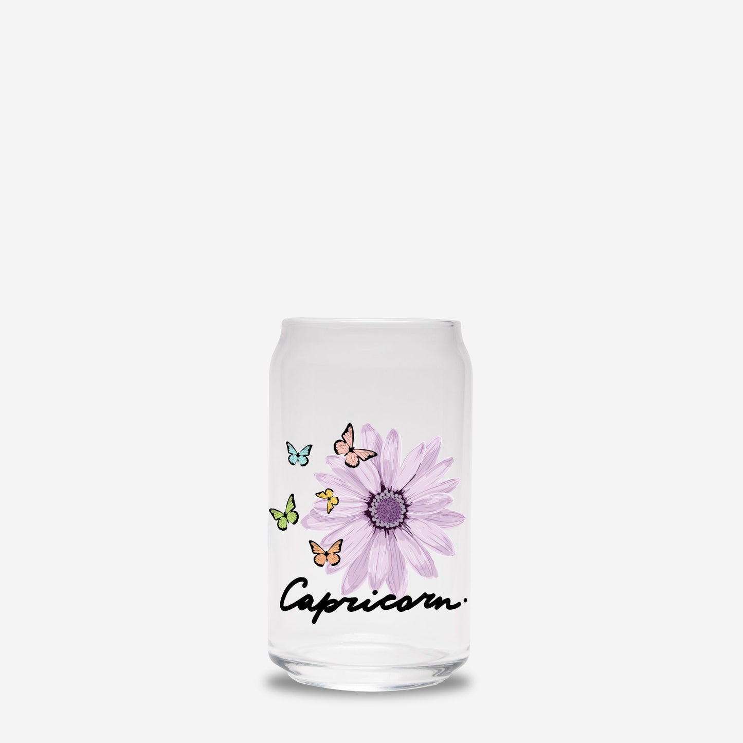 Capricorn Flower Purple Glass Can 16oz