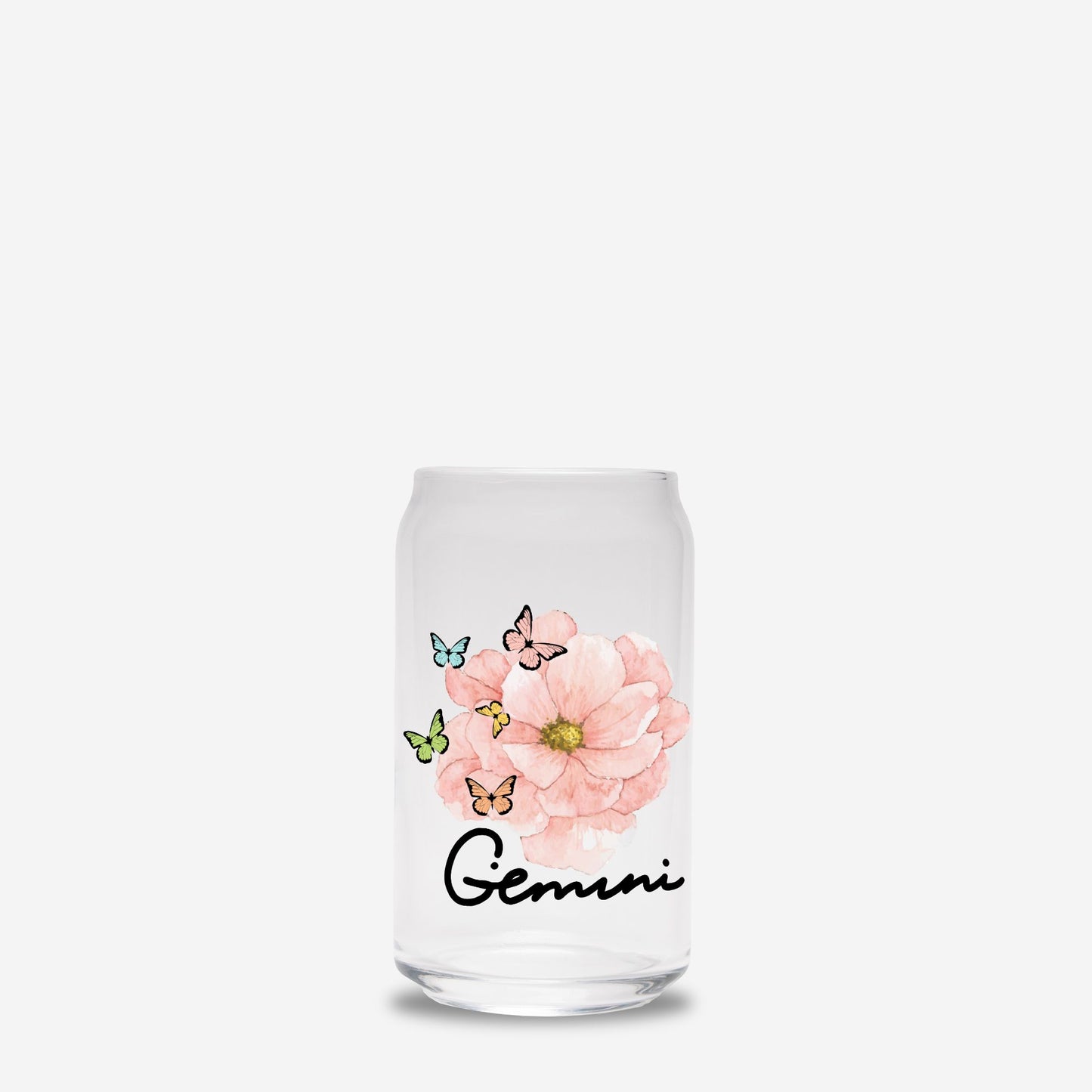 Gemini Flower Pink Glass Can 16oz