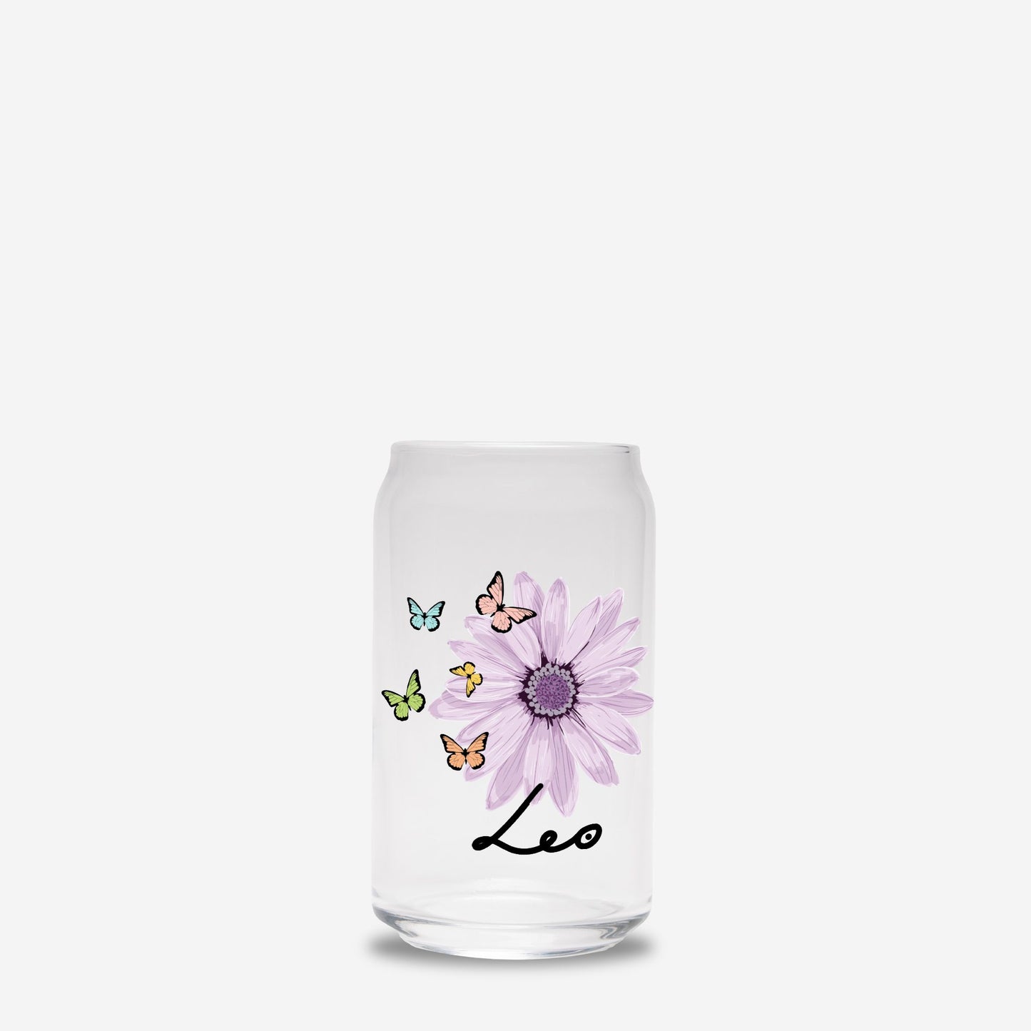 Leo Flower Purple Glass Can 16oz