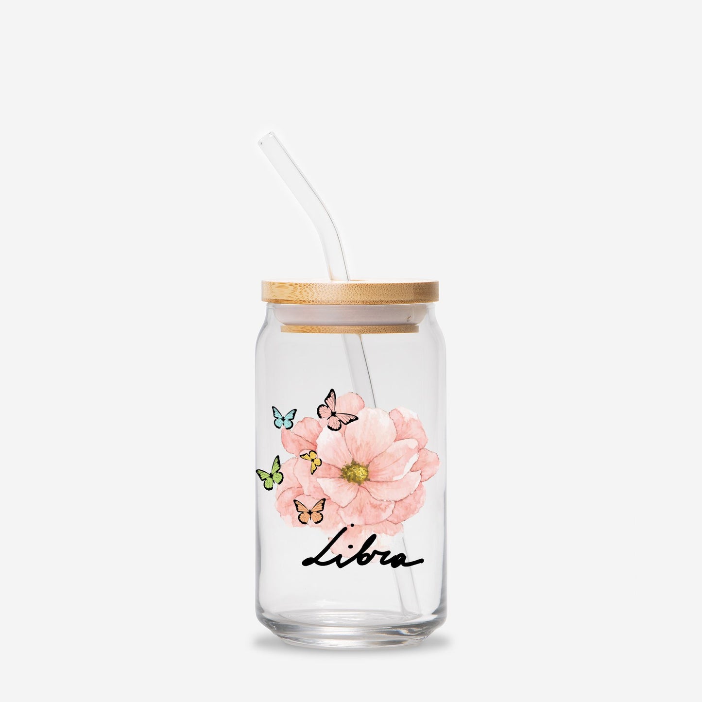 Libra Flower Pink Glass Can 16oz