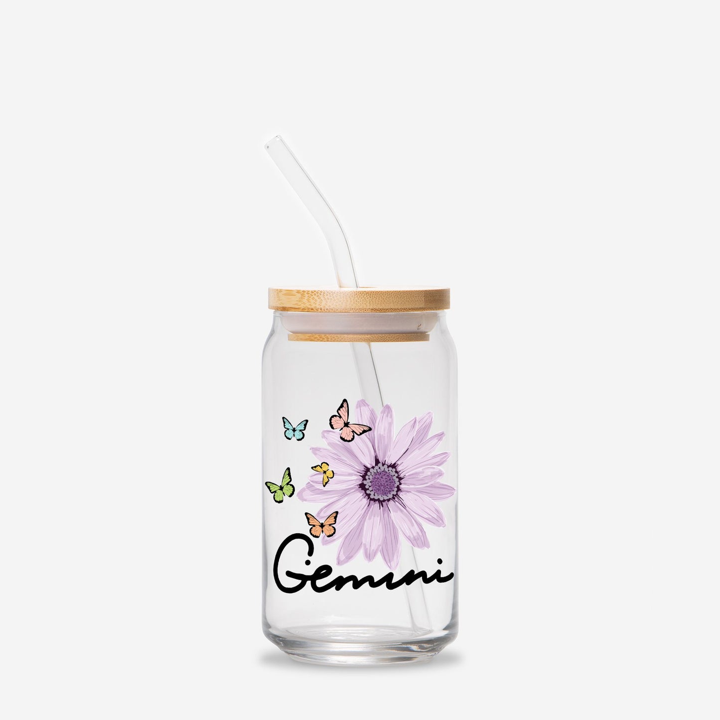 Gemini Flower Purple Glass Can 16oz
