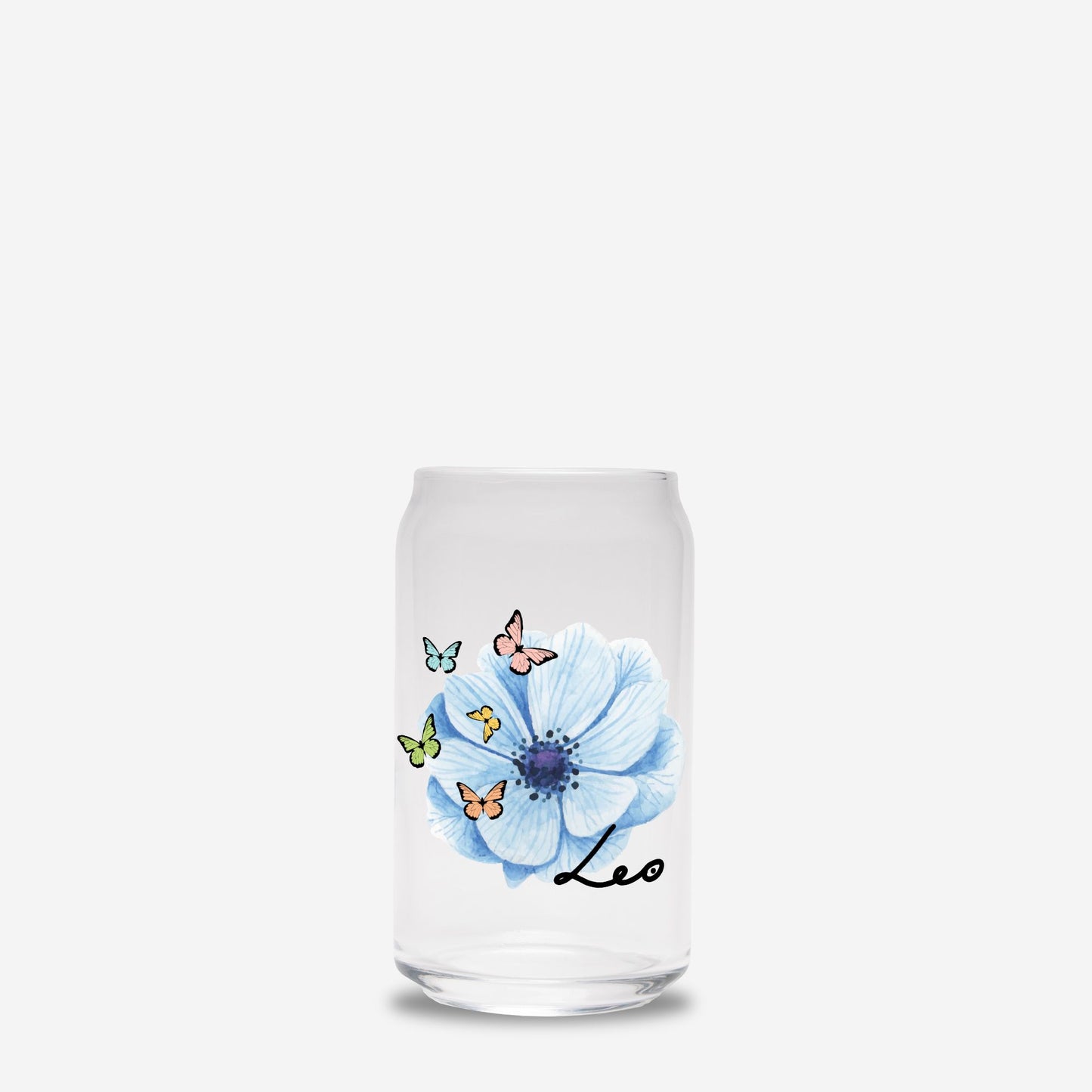 Leo Flower Blue Glass Can 16oz
