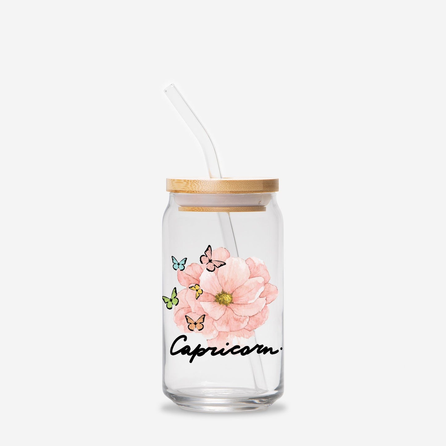 Capricorn Flower Pink Glass Can 16oz