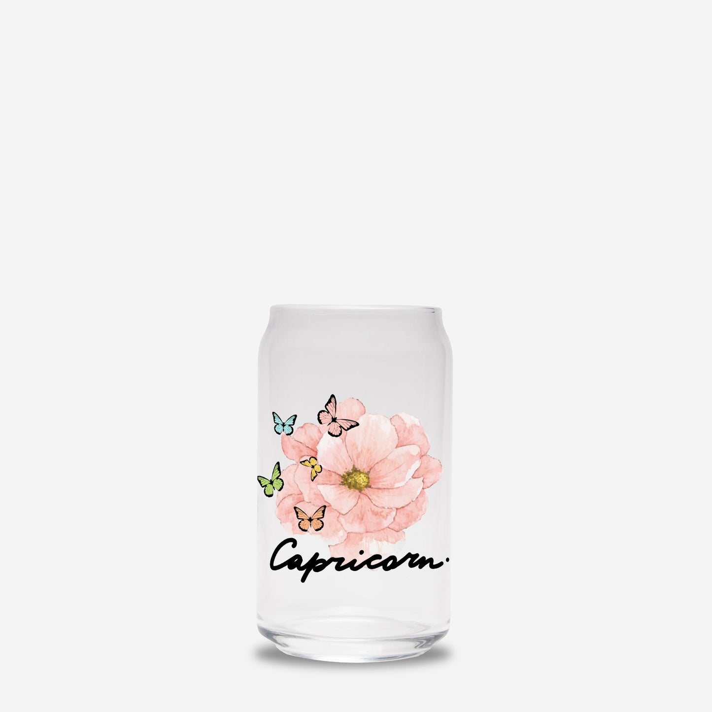 Capricorn Flower Pink Glass Can 16oz