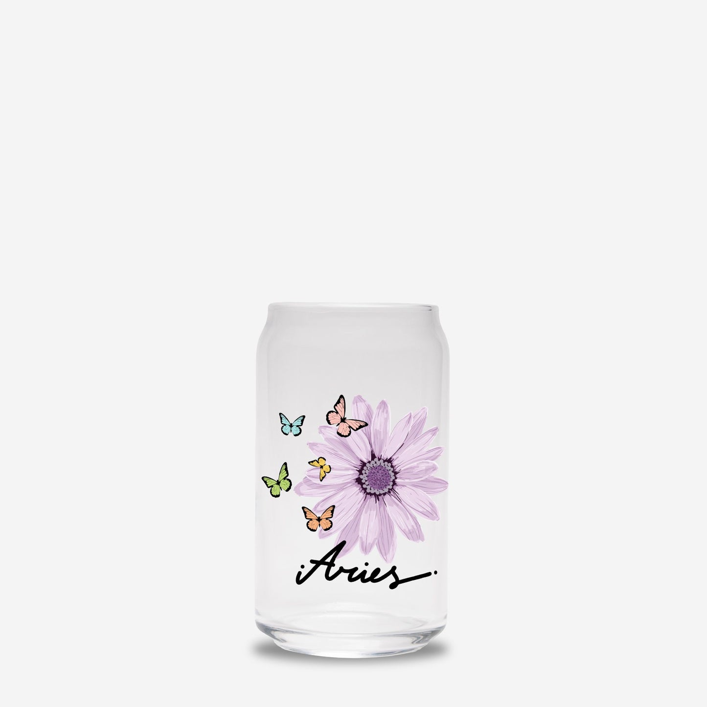 Aries Flower Purple Glass Can 16oz
