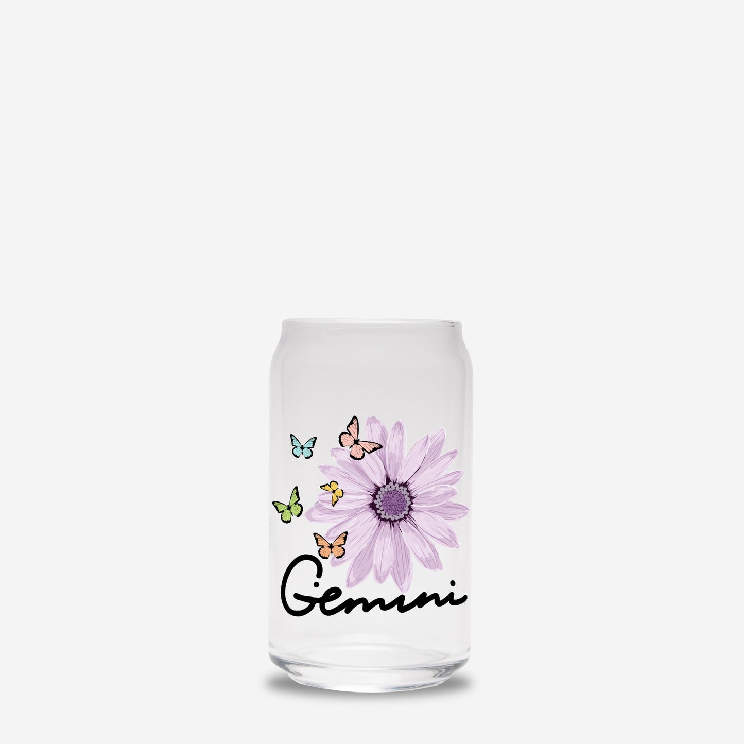 Gemini Flower Purple Glass Can 16oz
