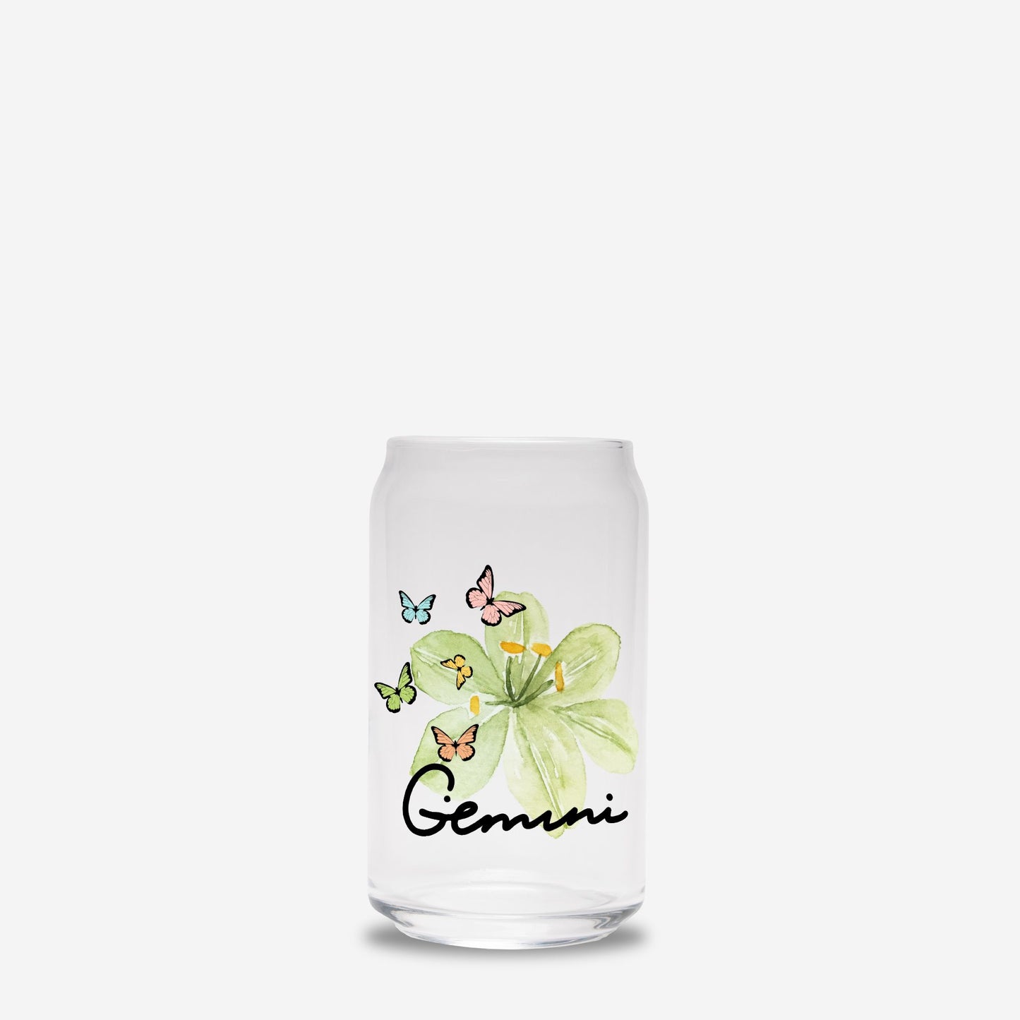 Gemini Flower Green Glass Can 16oz