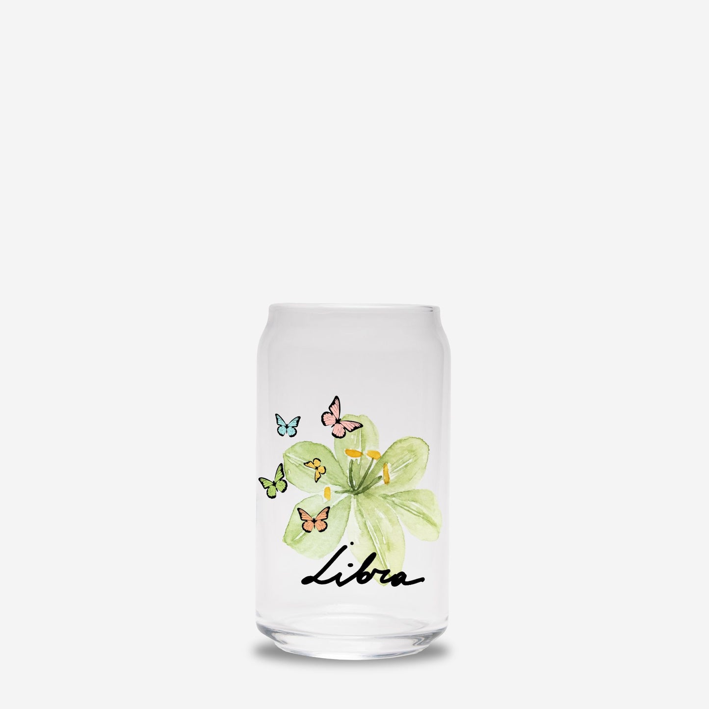 Libra Flower Green Glass Can 16oz