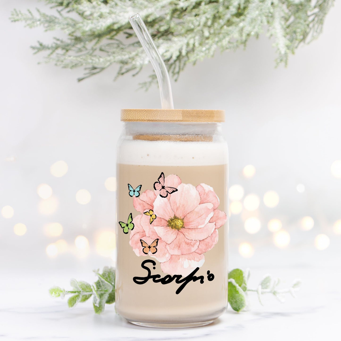 Scorpio Flower Pink Glass Can 16oz