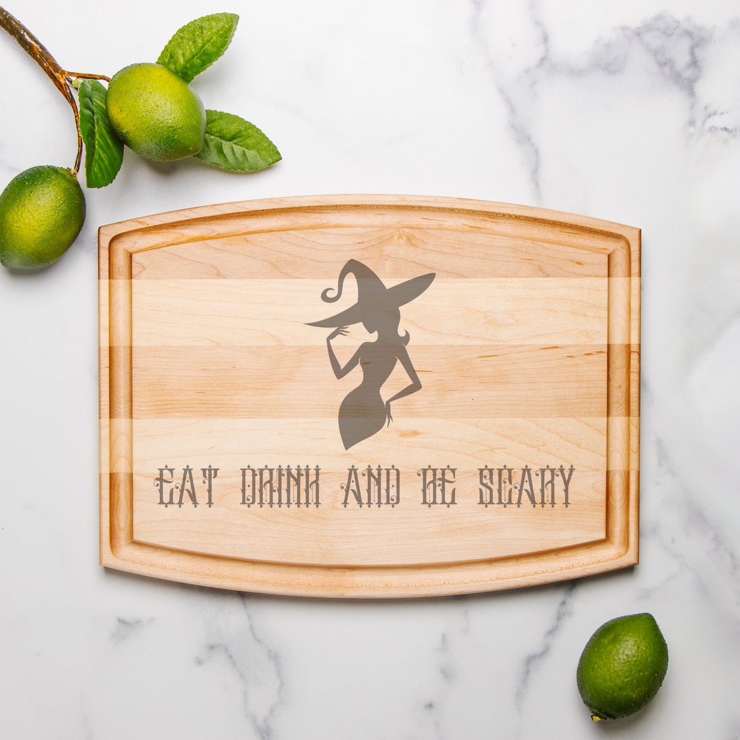 Be Scary Arched Wood Cutting Board with Groove - 12" x 9"