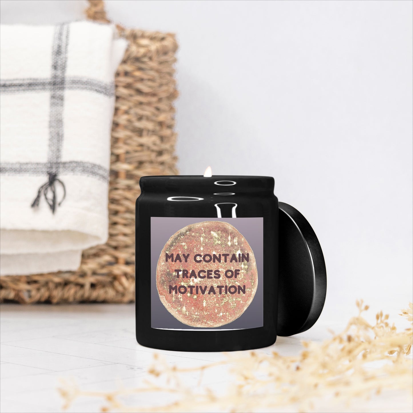 Motivation Candle Ceramic 8oz (Black)