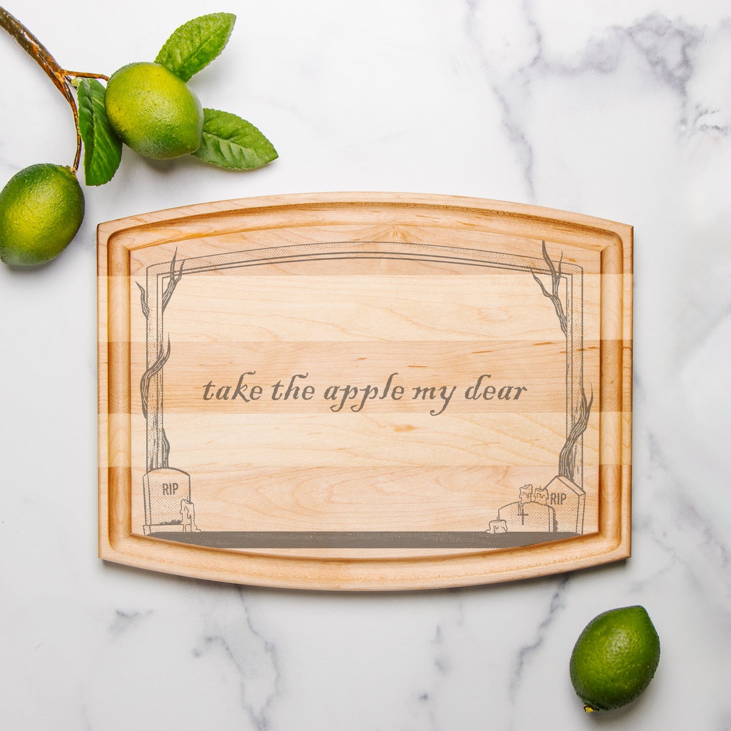 Take The Apple Arched Wood Cutting Board with Groove - 12" x 9"