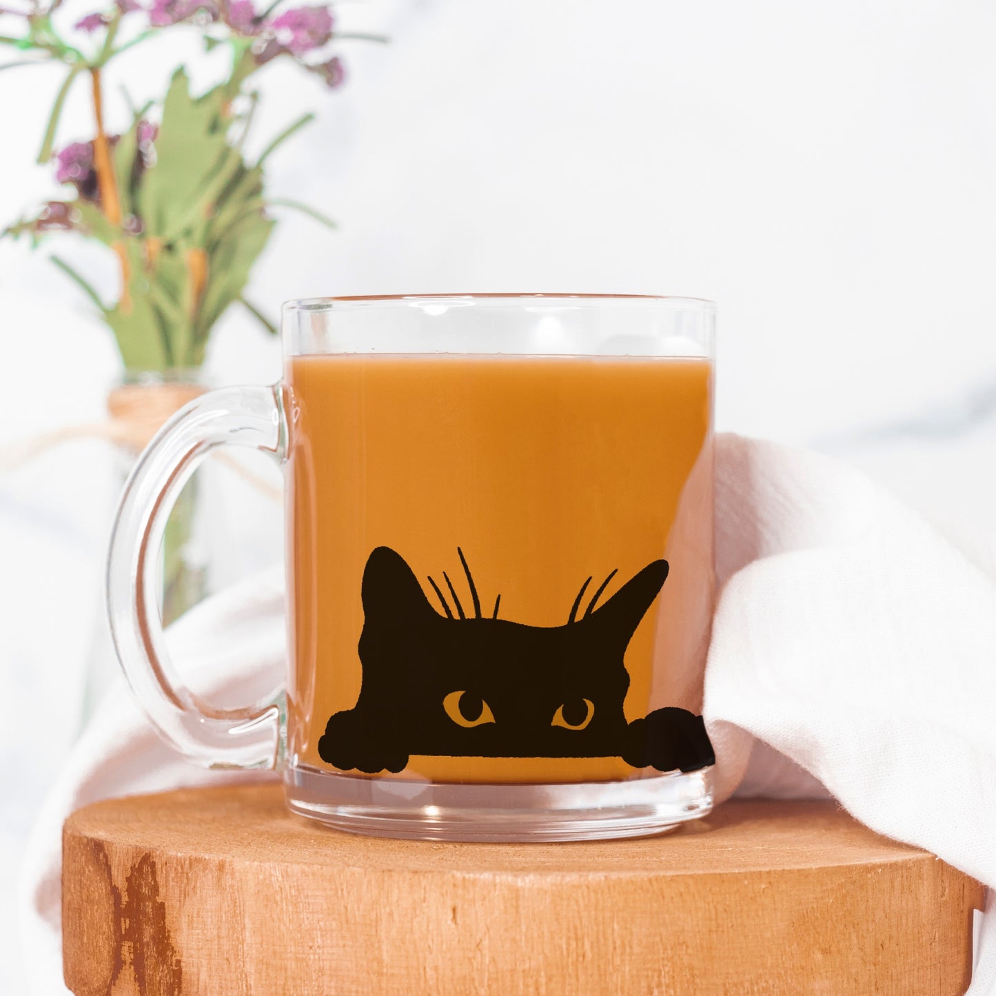 Black Cat Glass Mug