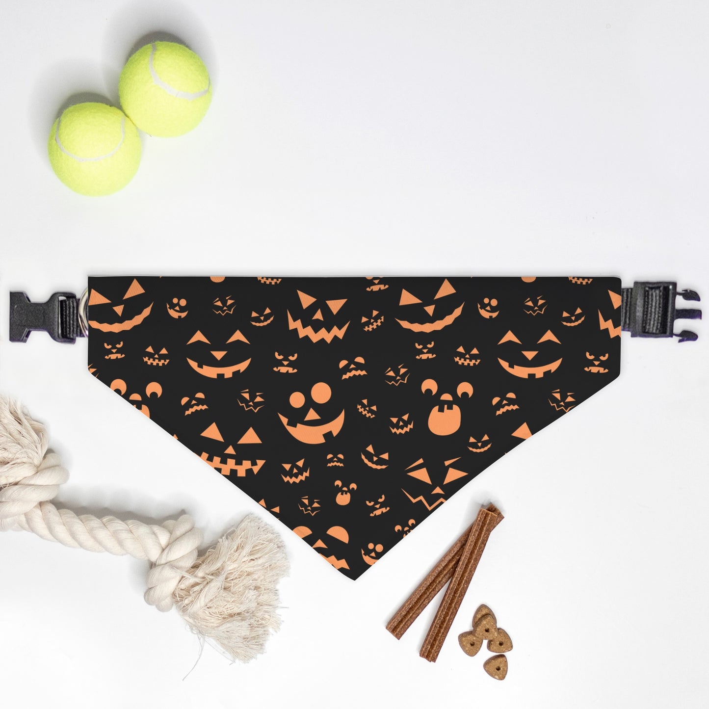 Pumpkin Face Collar Pet Bandana Org (LG & XL)