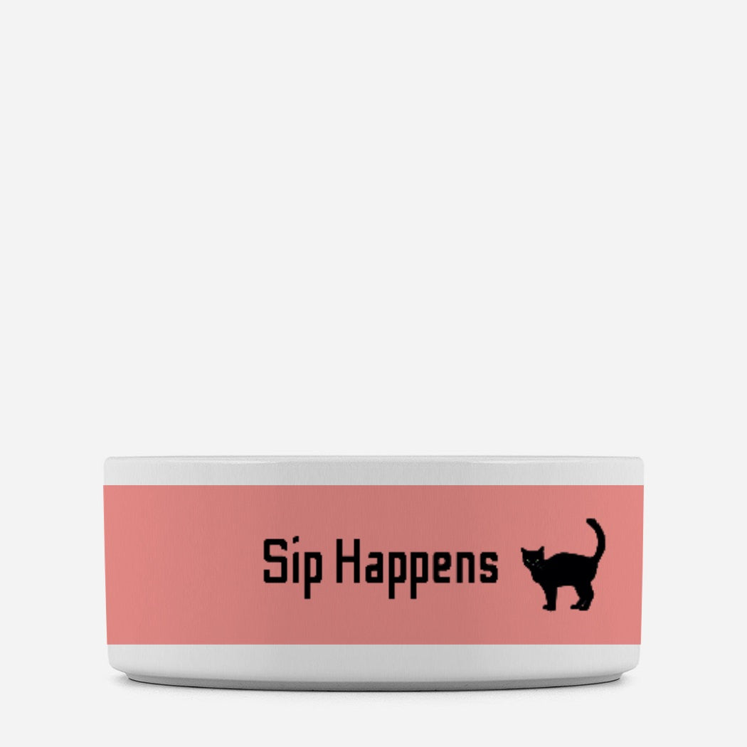 Sip Happens Cat Pet Bowl Pink