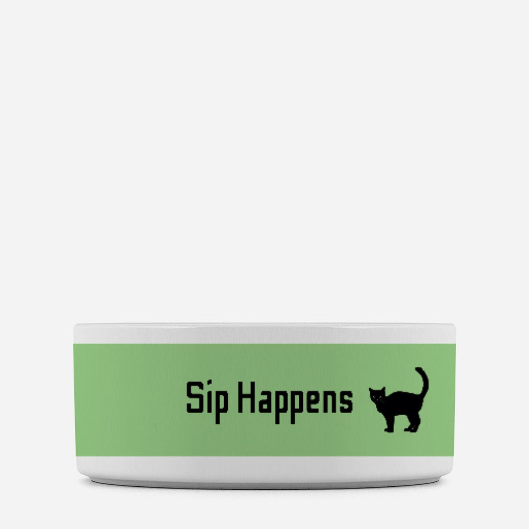 Sip Happens Cat Pet Bowl Green