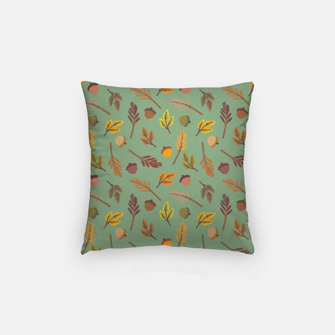 Green Acorns Artisan Pillow Case 14 Inch