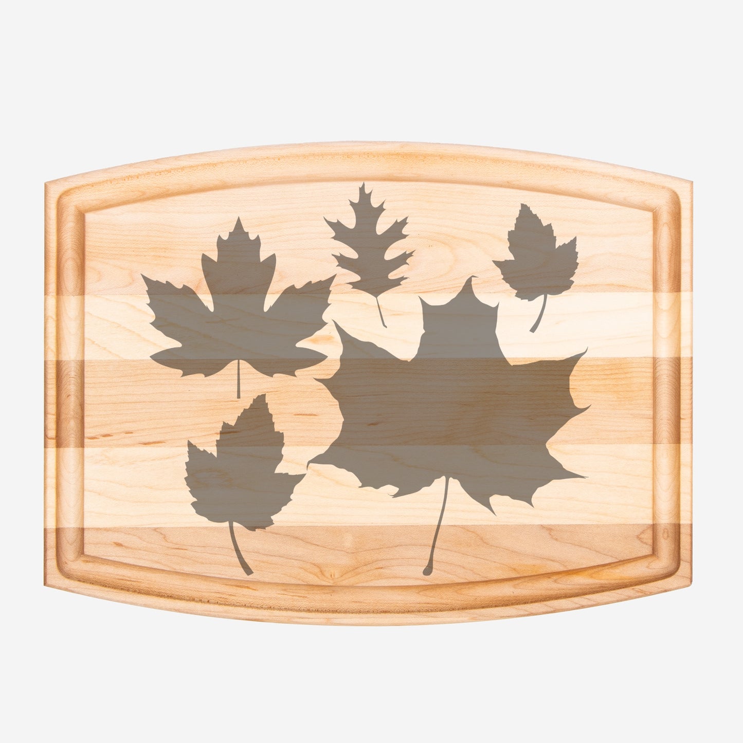 Leaf Arched Wood Cutting Board with Groove - 12" x 9"