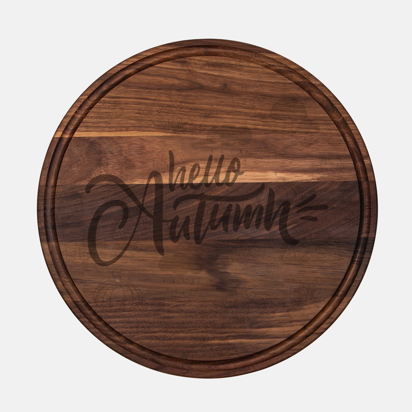 Hello Autumn 2 Round Charcuterie Board with Groove - 13.5” x 13.5”