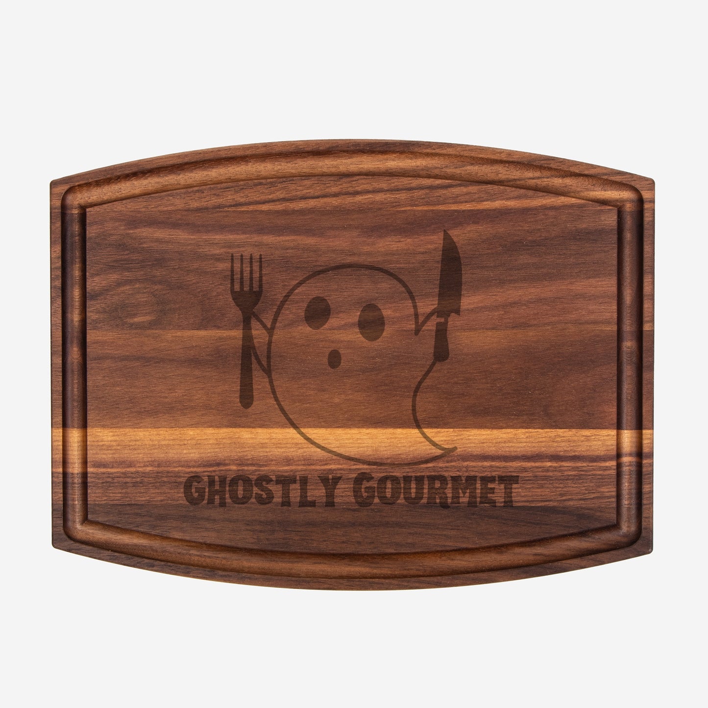 Ghostly Gourmet Arched Wood Cutting Board with Groove - 12" x 9"