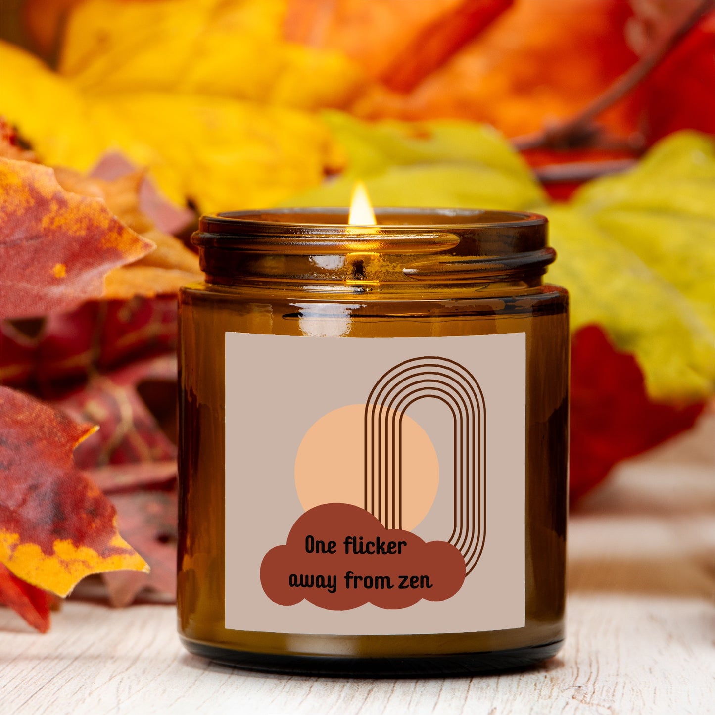 One Flicker Away Candle Amber Jar 4oz