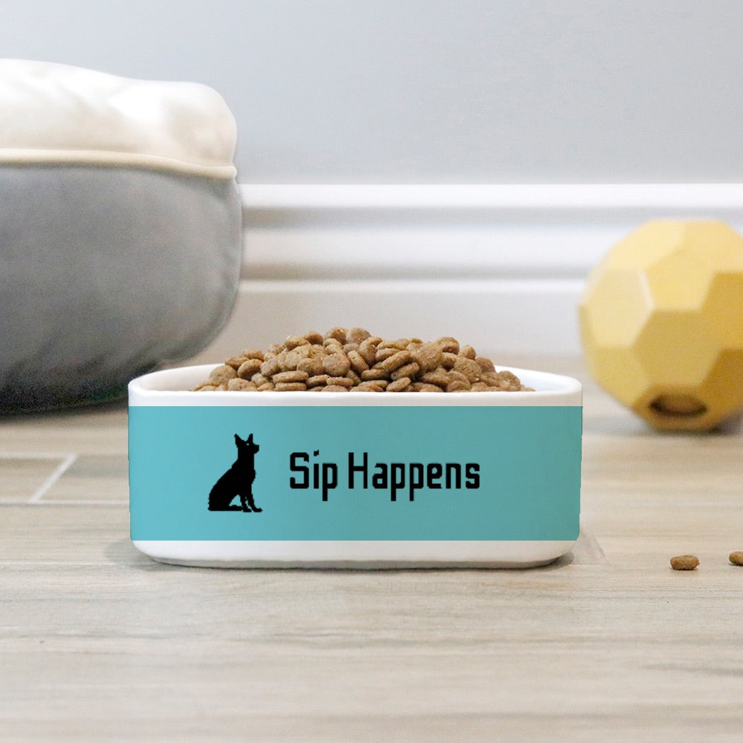 Sip Happens Dog Pet Bowl Blue