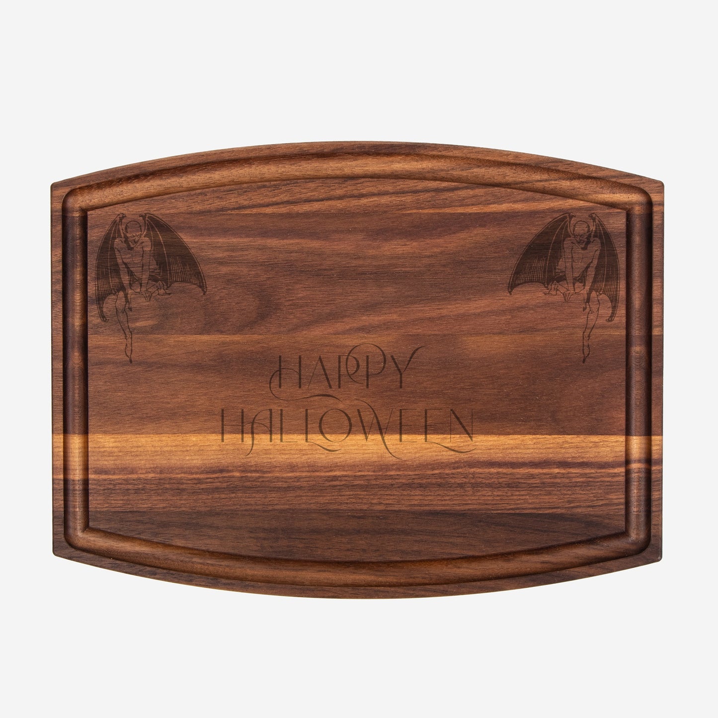 Happy Halloween Arched Wood Cutting Board with Groove - 12" x 9"