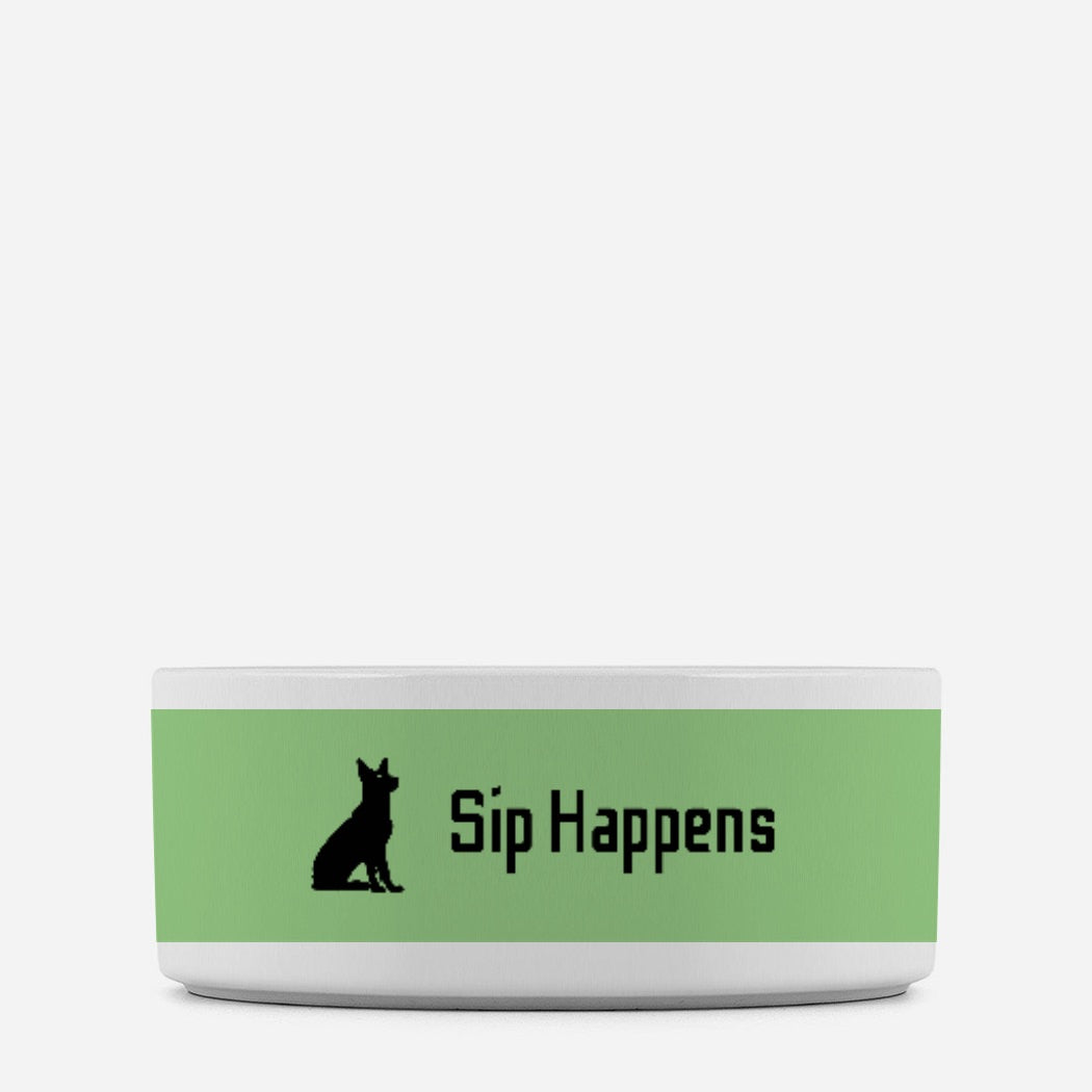 Sip Happens Dog Pet Bowl Green