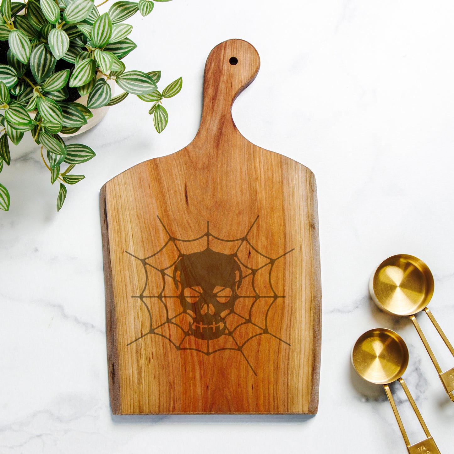 Skull Web Live Edge Artisan Wood Serving Board