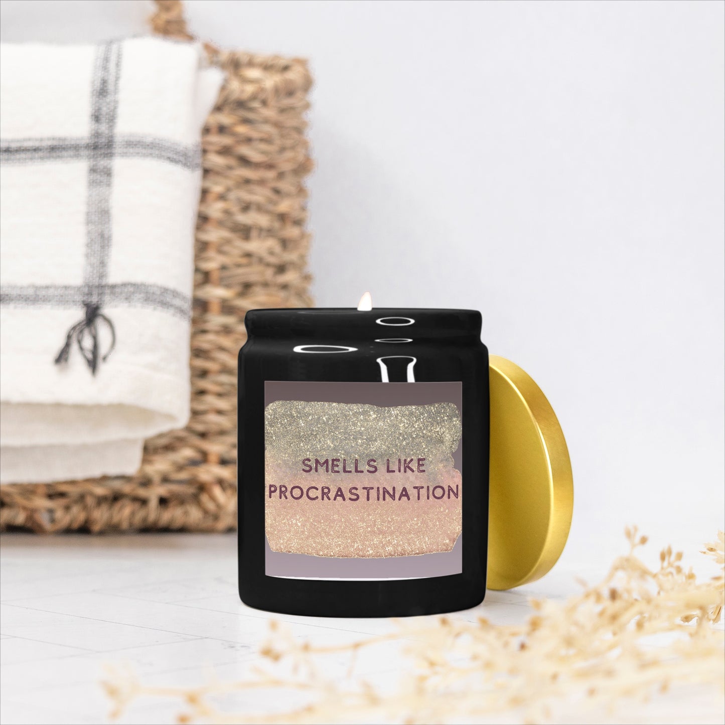 Procrastination Candle Ceramic 8oz (Black)