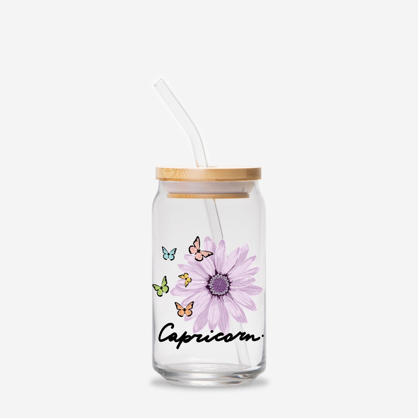 Capricorn Flower Purple Glass Can 16oz