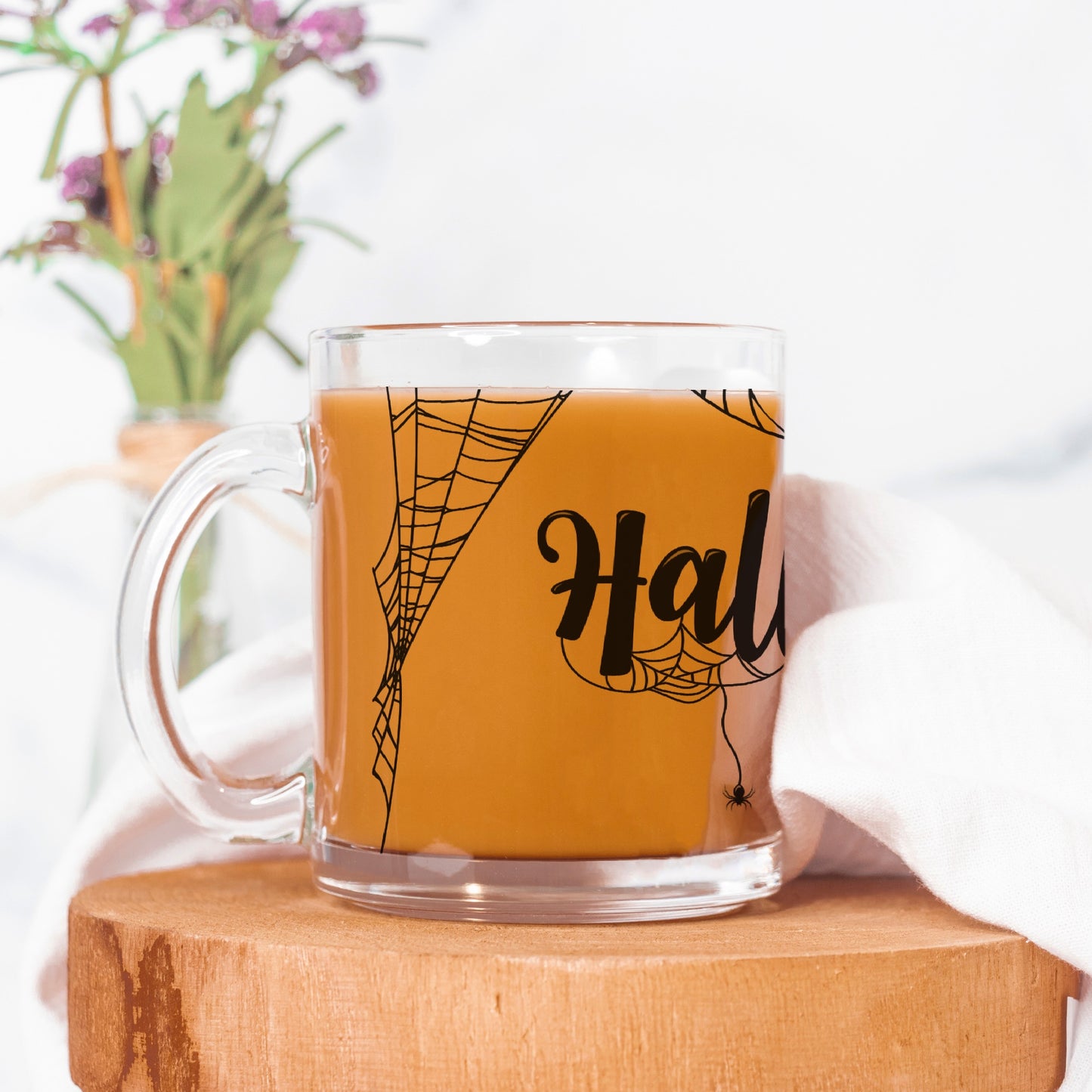 Web Halloween Glass Mug