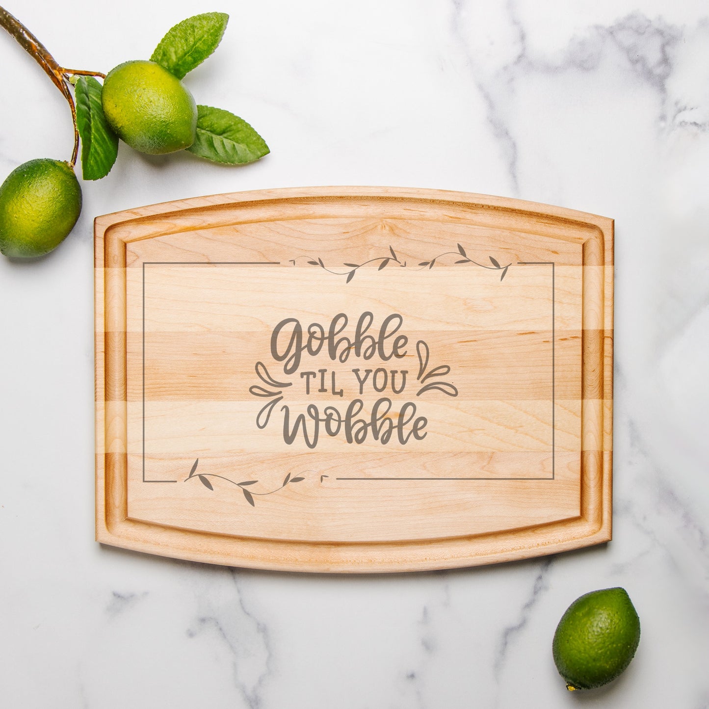 Gobble Arched Wood Cutting Board with Groove - 12" x 9"