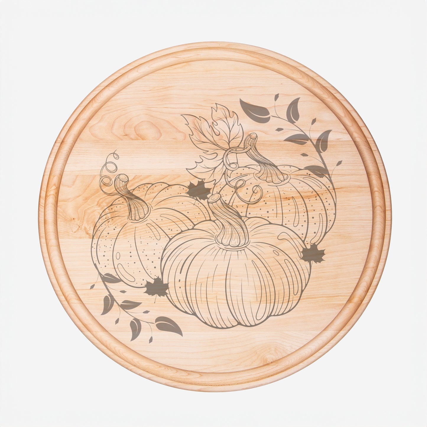 Pumpkin Round Charcuterie Board with Groove - 13.5” x 13.5”