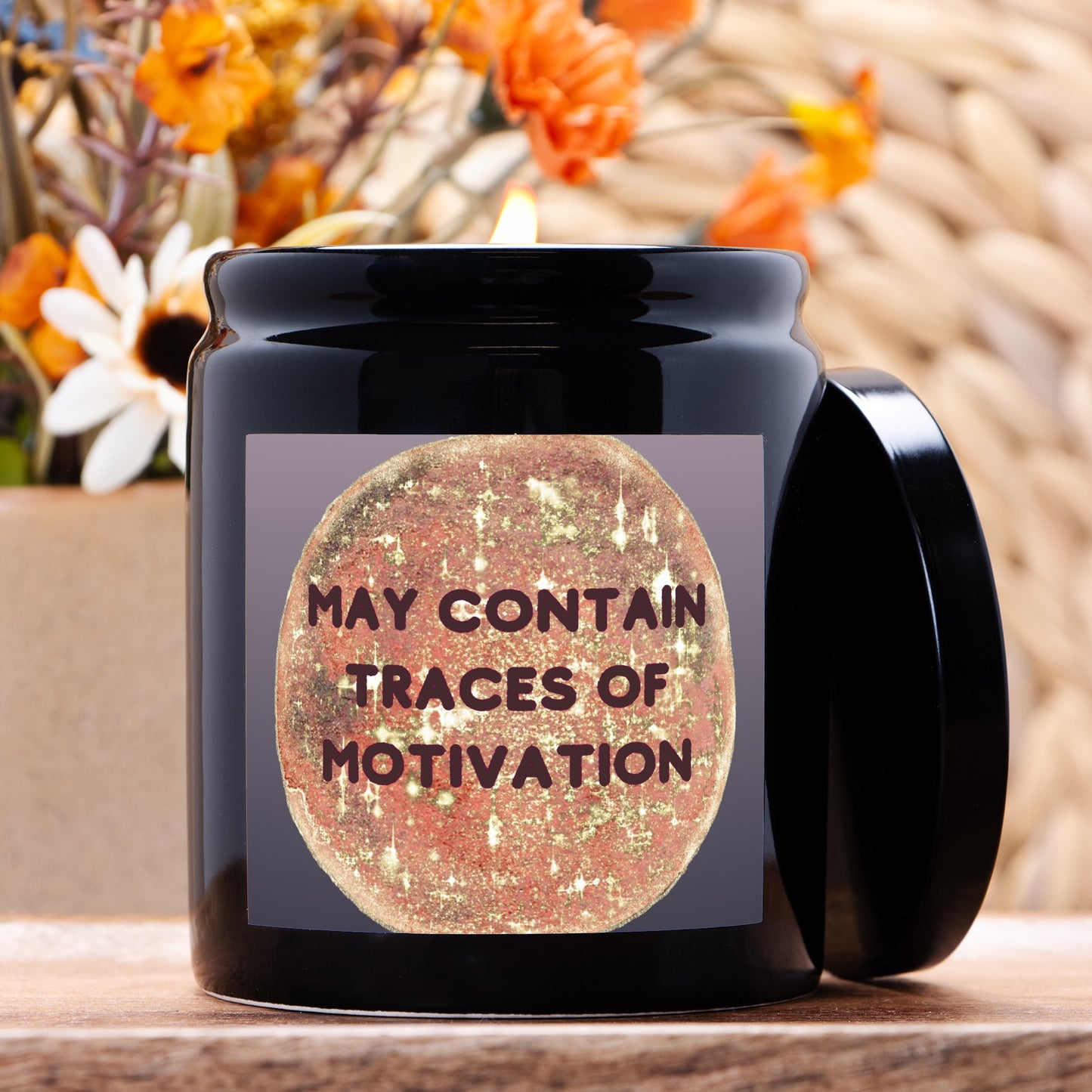 Motivation Candle Ceramic 8oz (Black)