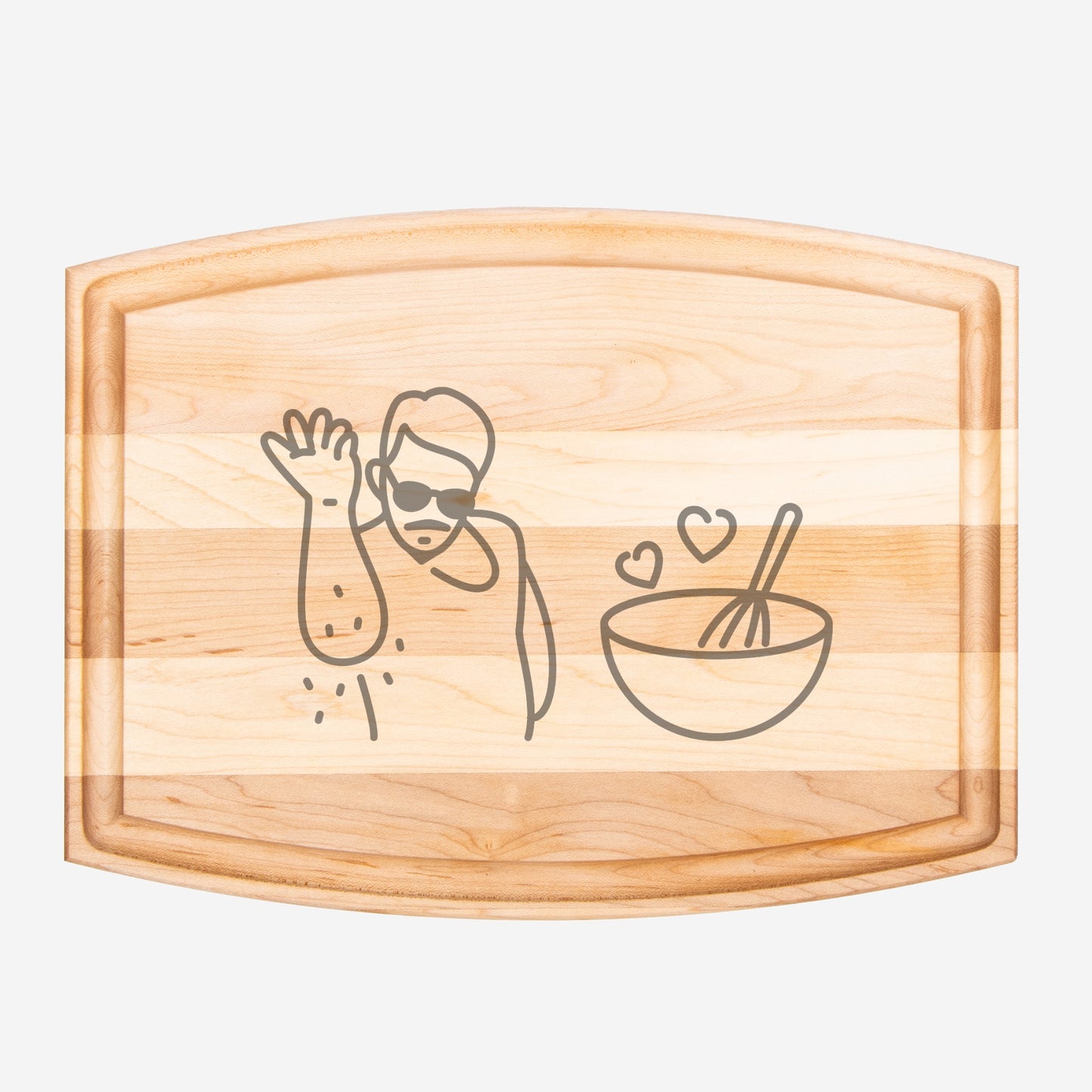 Salt Bae Arched Wood Cutting Board with Groove - 12" x 9"