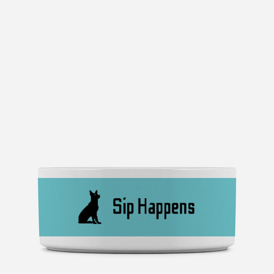 Sip Happens Dog Pet Bowl Blue