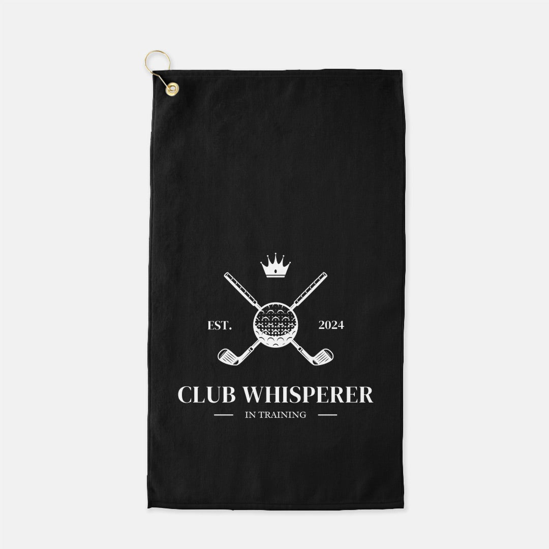 Club Whisperer Black Golf Towel