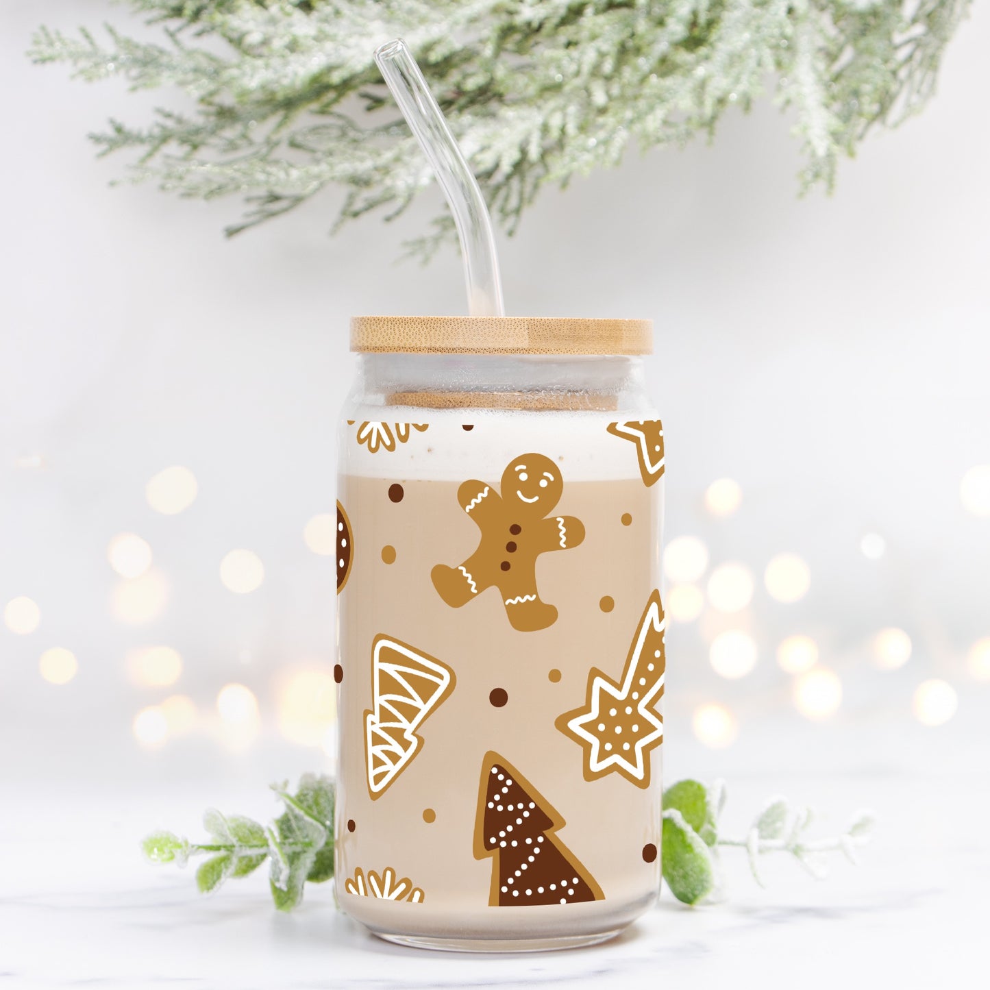 Gingerbread Glass Can 16oz