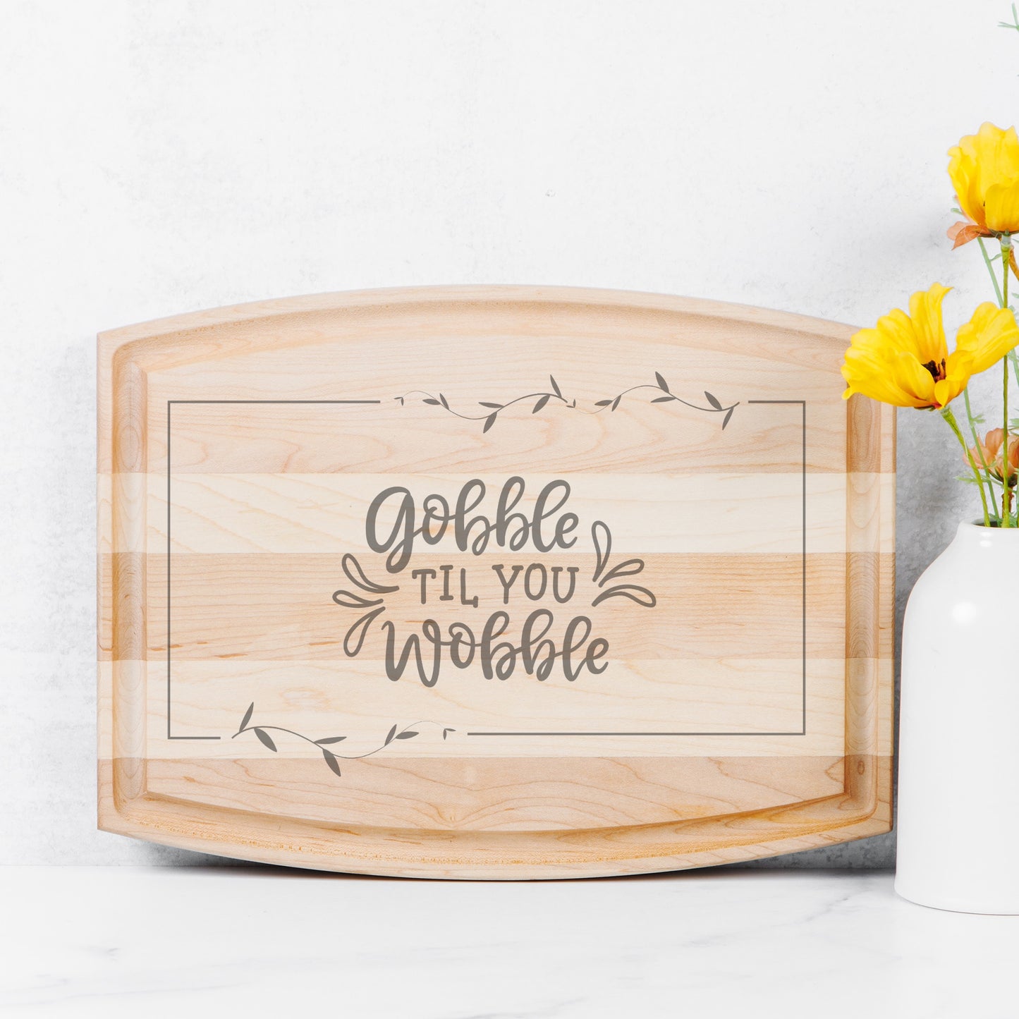 Gobble Arched Wood Cutting Board with Groove - 12" x 9"