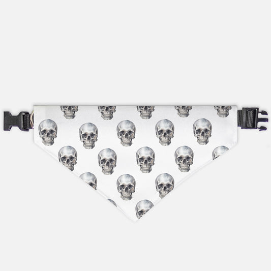 Skull Collar Pet Bandana Wht (LG & XL)