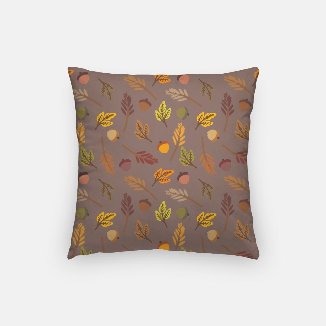 Brown Leaves Artisan Pillow Case 16 Inch