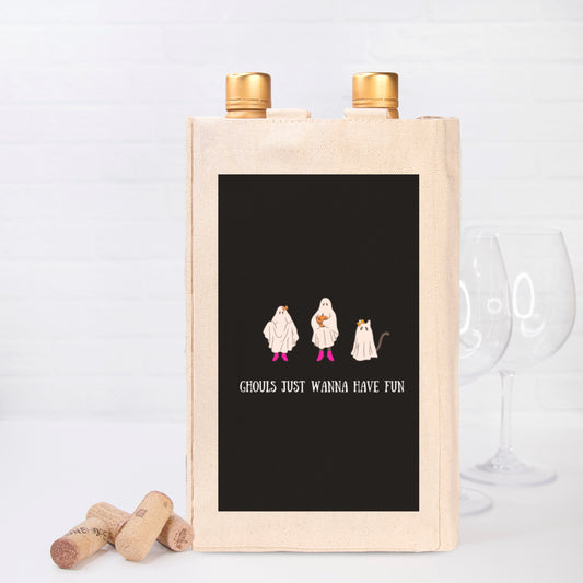 Ghouls Double Wine Tote Canvas