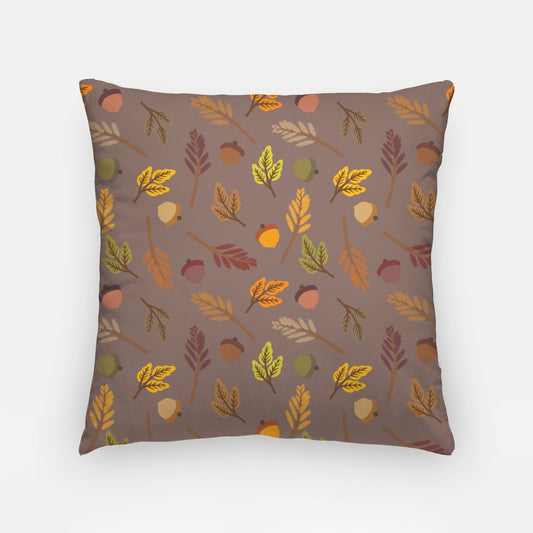 Brown Leaves Artisan Pillow Case 18 Inch