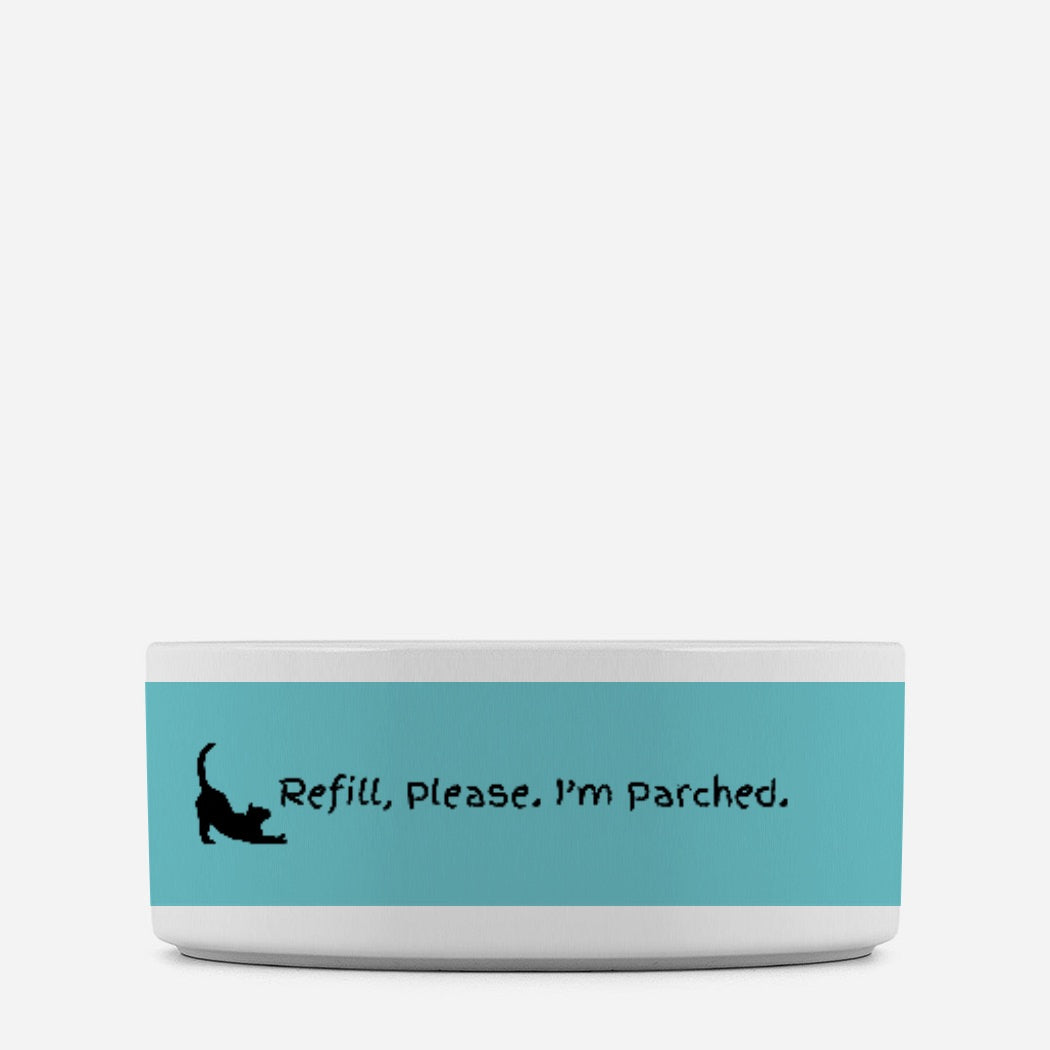 Parched Cat Pet Bowl Blue