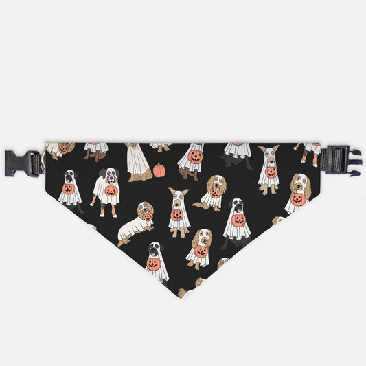 Ghost Dog Collar Pet Bandana Blk (LG & XL)